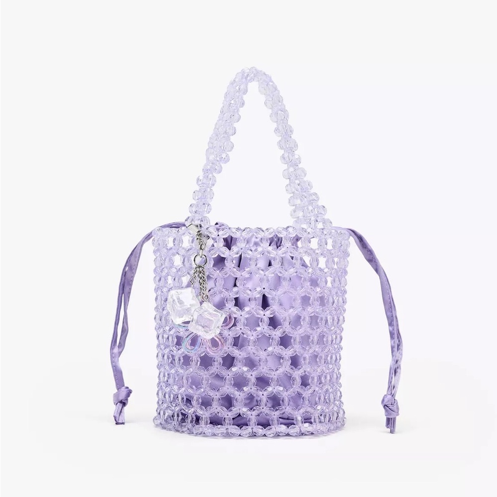 ZARA BEADED CYLINDRICAL BUCKET BAG